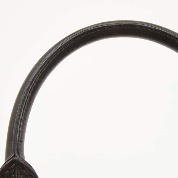 Pre Owned Burberry Black House Check Canvas and Leather Bridle Hepburn Tote