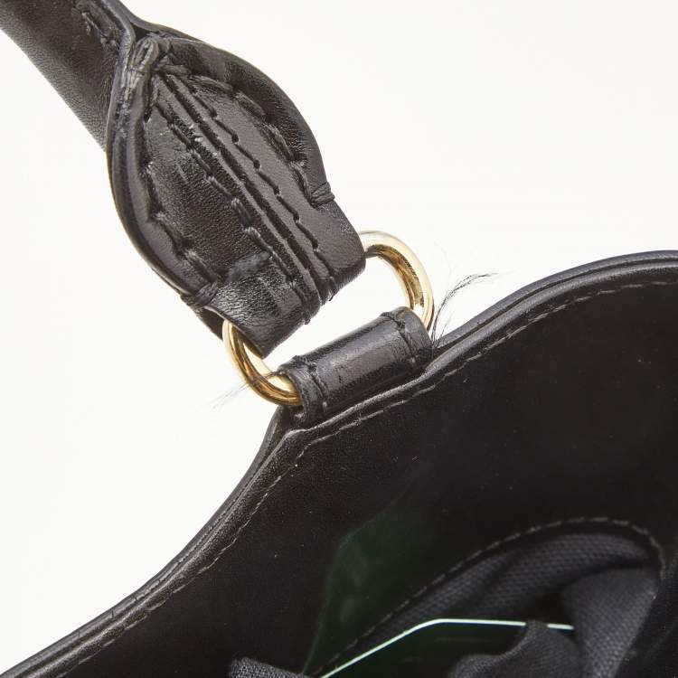 Pre Owned Burberry Black House Check Canvas and Leather Bridle Hepburn Tote