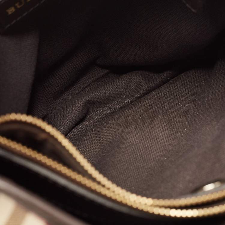 Pre Owned Burberry Beige Haymarket Check Coated Canvas and Leather Small Northfield Tote