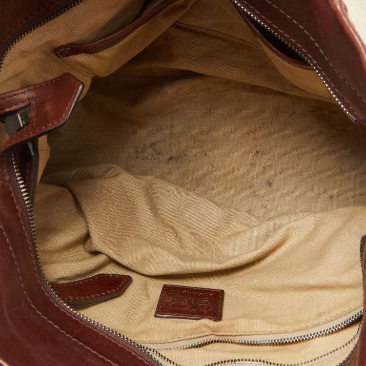 Pre Owned Burberry Beige/Brown Mega Check Canvas and Leather Lowry Tote