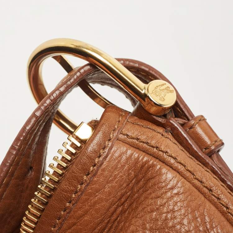 مملوكة مسبقًا Burberry Brown Leather Logo Hobo