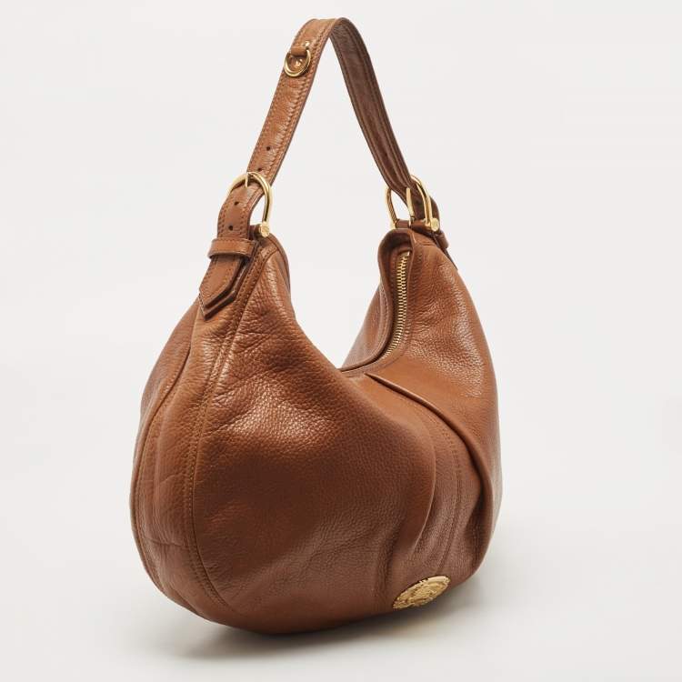 مملوكة مسبقًا Burberry Brown Leather Logo Hobo