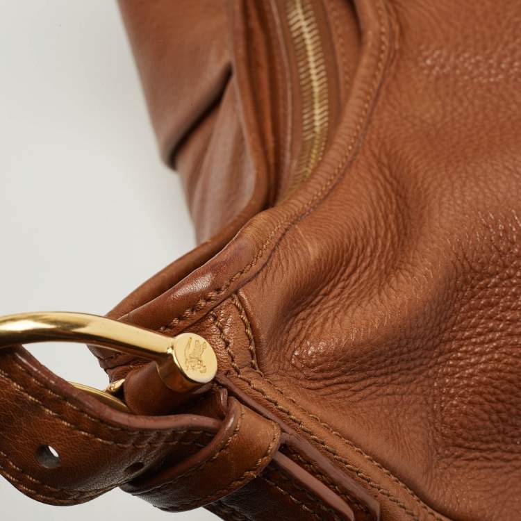 مملوكة مسبقًا Burberry Brown Leather Logo Hobo