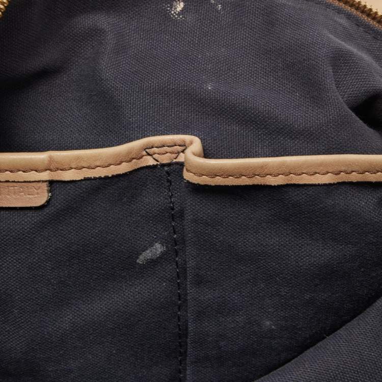 Pre Owned Burberry Beige House Check Canvas and Leather Large Parsons Hobo