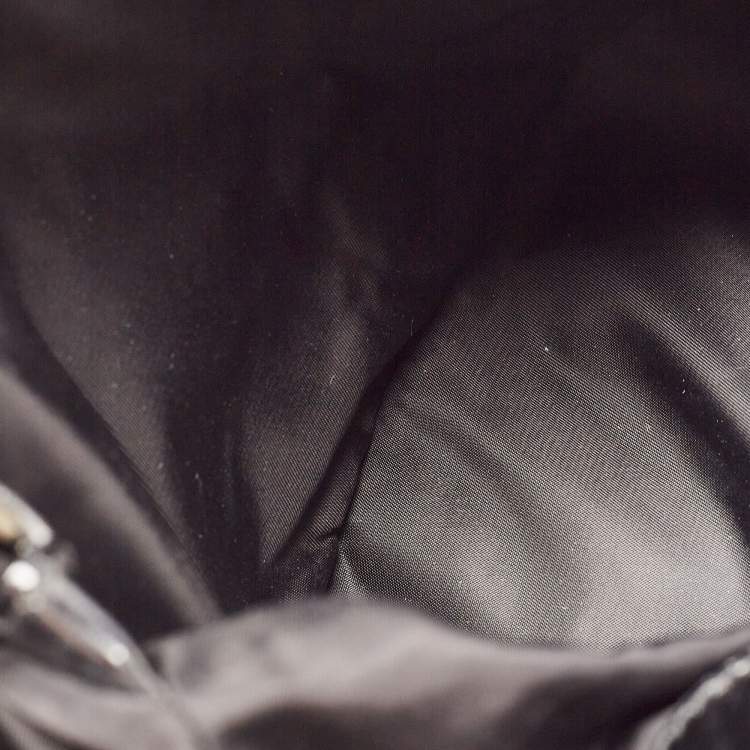Pre Owned Burberry Black Beat Check Nylon and Patent Leather Hobo