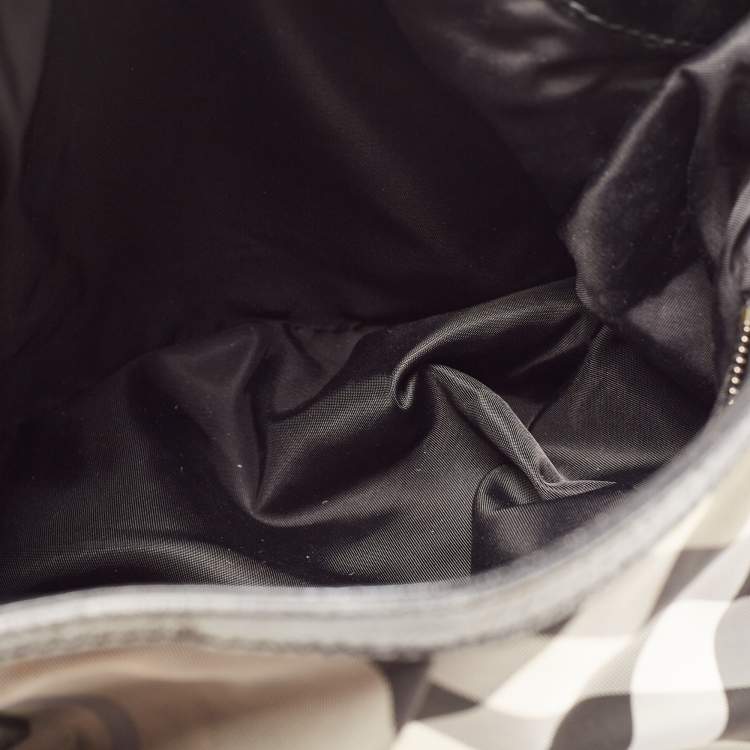 Pre Owned Burberry Black Beat Check Nylon and Patent Leather Hobo
