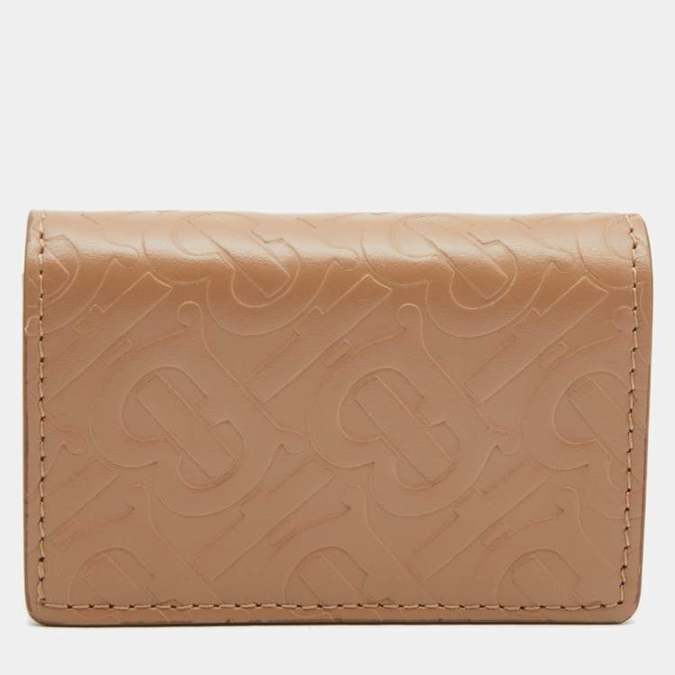 Pre Owned Burberry Beige TB Embossed Leather Jessie Card Case 