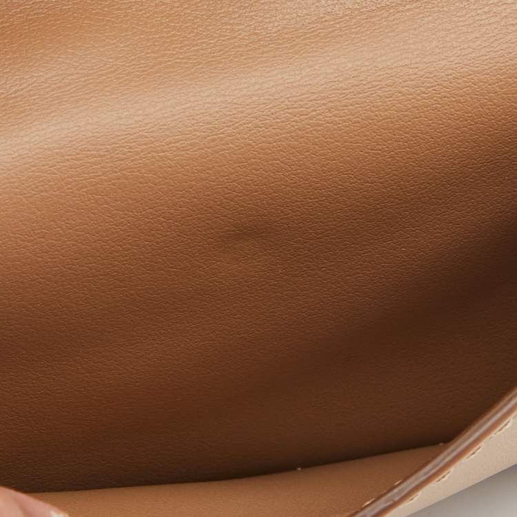 Pre Owned Burberry Beige TB Embossed Leather Jessie Card Case 