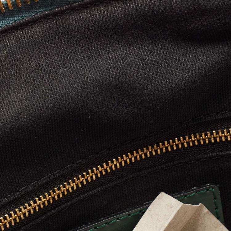 Pre Owned Burberry Green/Beige House Check Fabric and Leather Orchard Bowler Bag