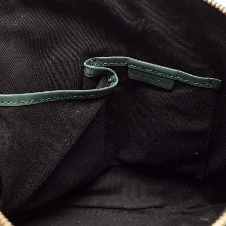 Pre Owned Burberry Green/Beige House Check Fabric and Leather Orchard Bowler Bag