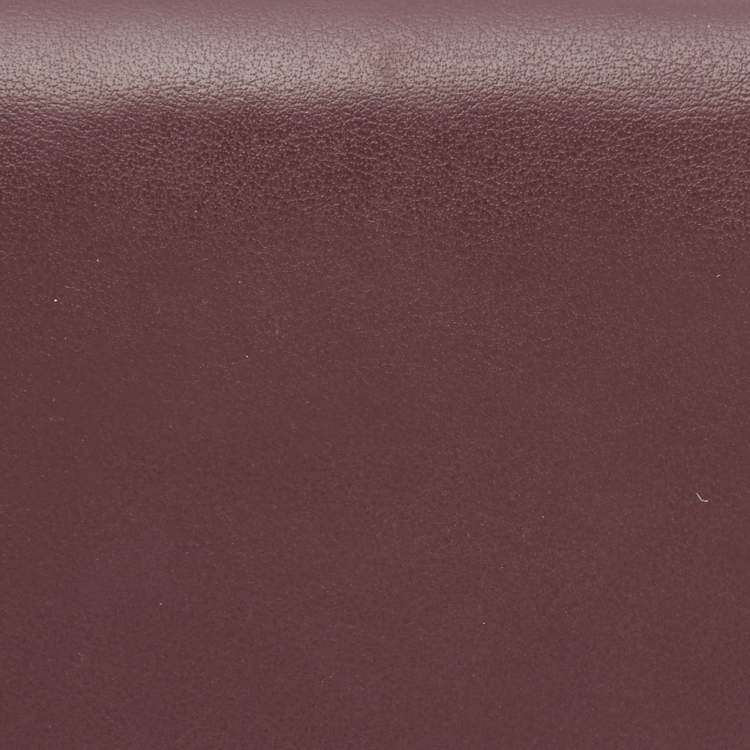 Pre Owned Burberry Burgundy Leather Flap Continental Wallet