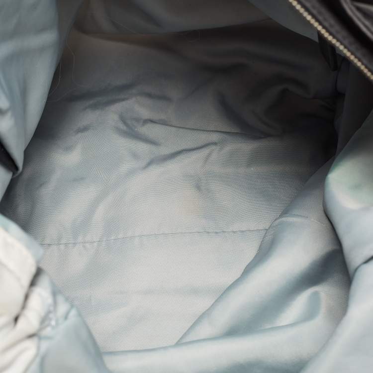 Pre Owned Burberry Black/Light Blue Nova Check Nylon and Leather Buckleigh Tote