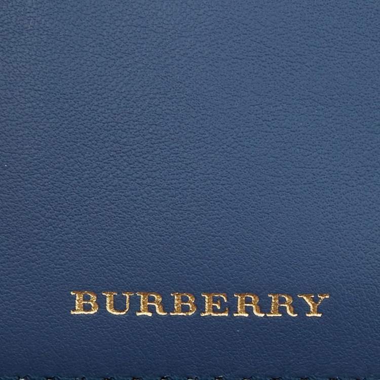 Pre Owned Burberry Blue Leather Flap Continental Wallet
