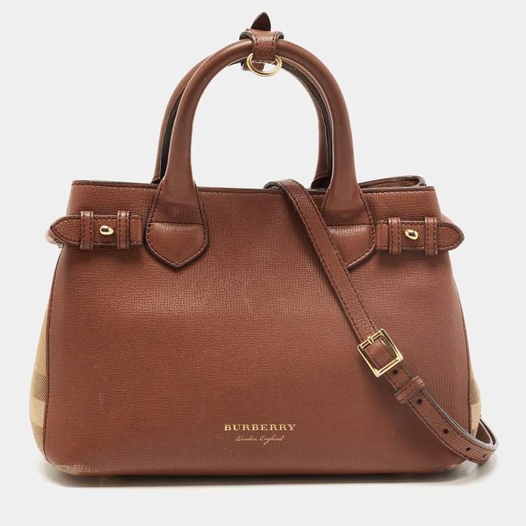 Burberry Handbag The Medium Banner Leather House Check Handbag