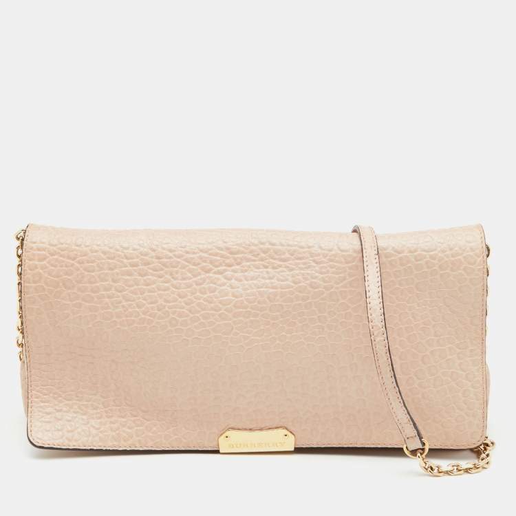 Pre Owned Burberry Pink Leather Mildenhall Shoulder Bag