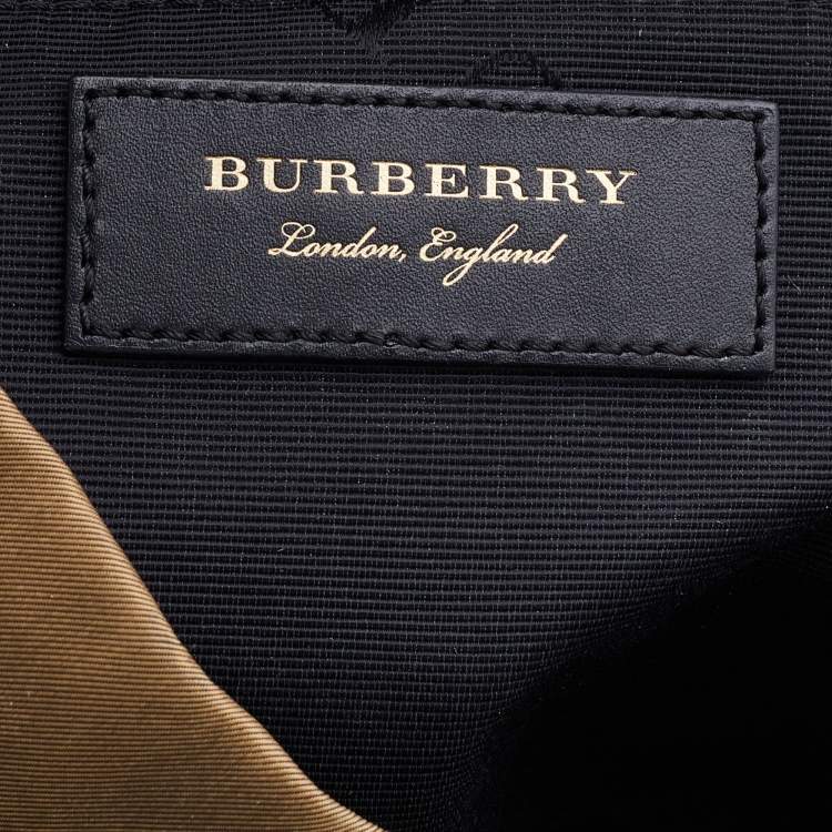 Pre Owned Burberry Gold/Black Nylon and Leather Rucksack Backpack