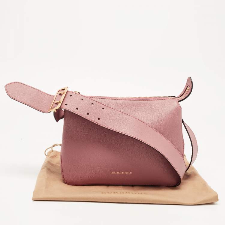 Pre Owned Burberry Pink Leather Helmsley Crossbody Bag