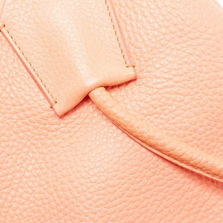 Pre Owned Burberry Peach Grained Leather Tote