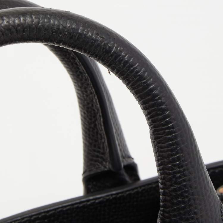 Pre Owned Burberry Black/Beige Leather and House Check Fabric Baby Banner Tote