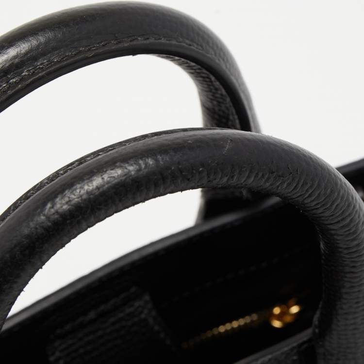 Pre Owned Burberry Black/Beige Leather and House Check Fabric Baby Banner Tote