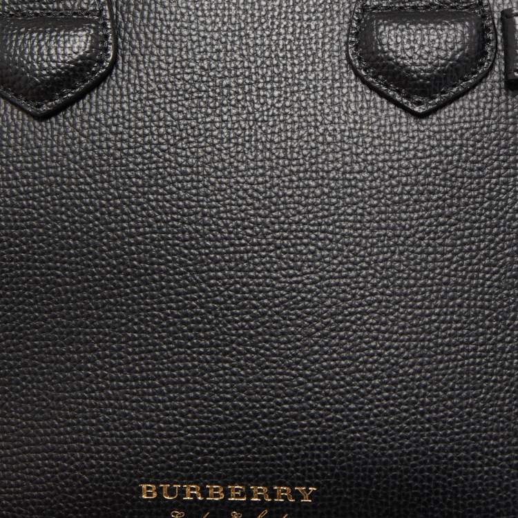 Pre Owned Burberry Black/Beige Leather and House Check Fabric Baby Banner Tote