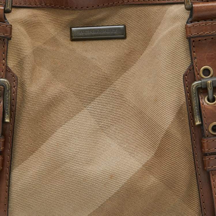 Pre Owned Burberry Beige/Brown Nova Check Canvas and Leather Tote