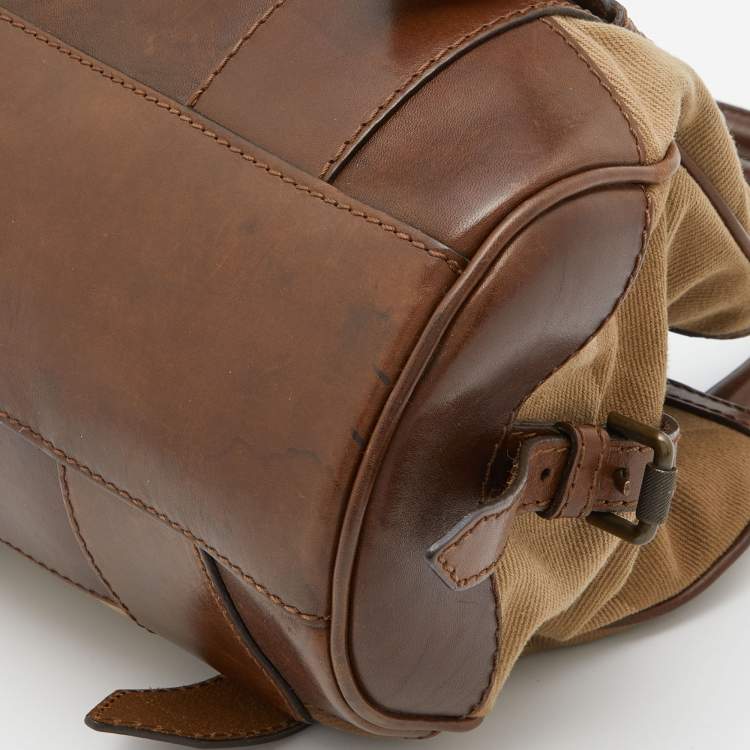 Pre Owned Burberry Beige/Brown Nova Check Canvas and Leather Tote