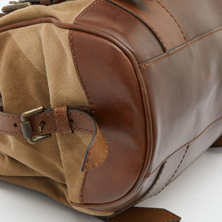 Pre Owned Burberry Beige/Brown Nova Check Canvas and Leather Tote