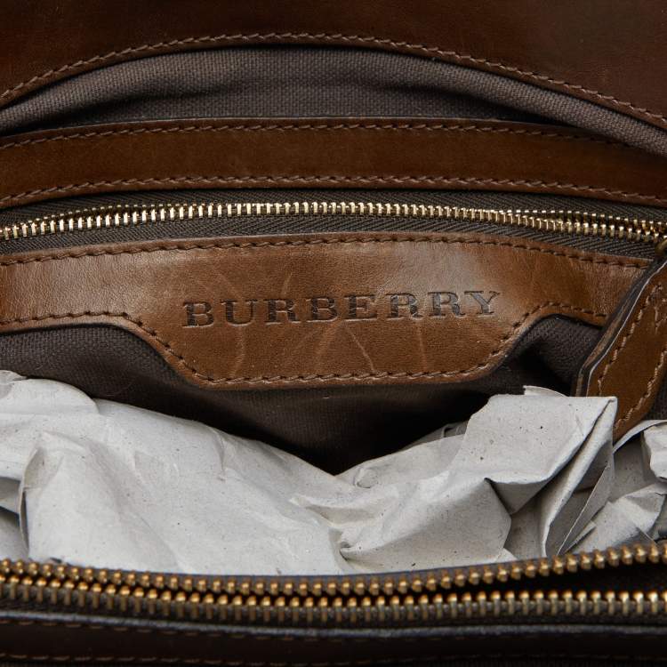 Pre Owned Burberry Beige/Brown Nova Check Canvas and Leather Tote