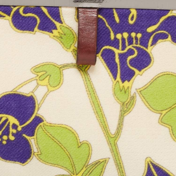 Pre Owned Burberry Multicolor Floral Printed Canvas and Leather Kisslock Frame Chain Clutch