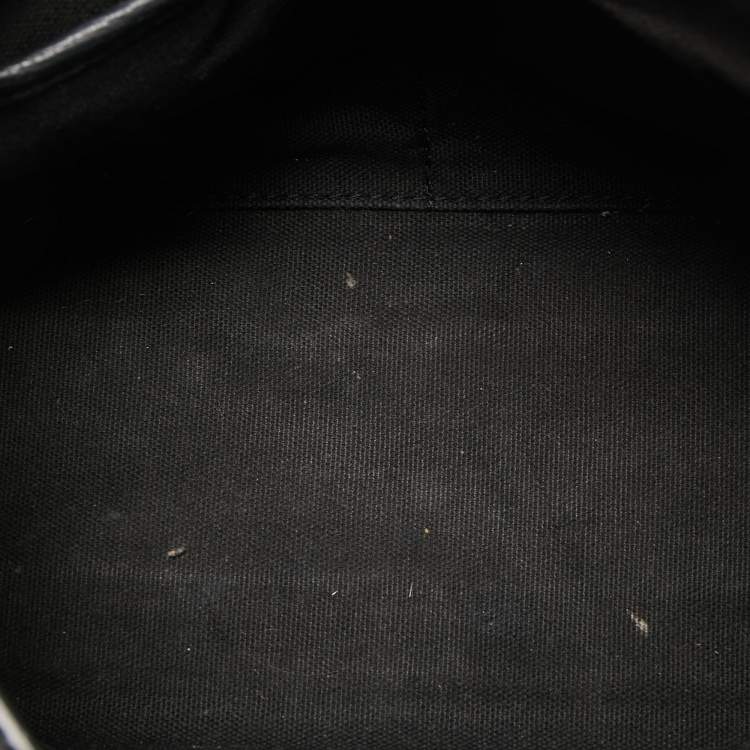 Pre Owned Burberry Black Leather and House Check Fabric Small Banner Tote