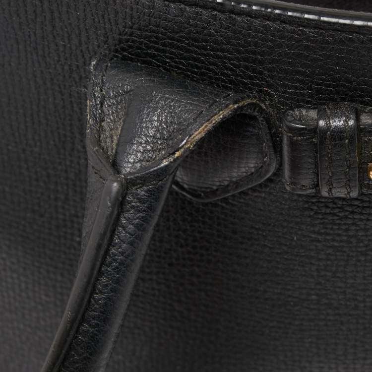 Pre Owned Burberry Black Leather and House Check Fabric Small Banner Tote