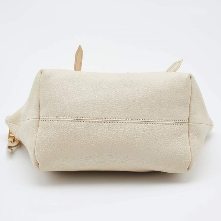 Pre Owned Burberry Off White Leather Small Salisbury Tote