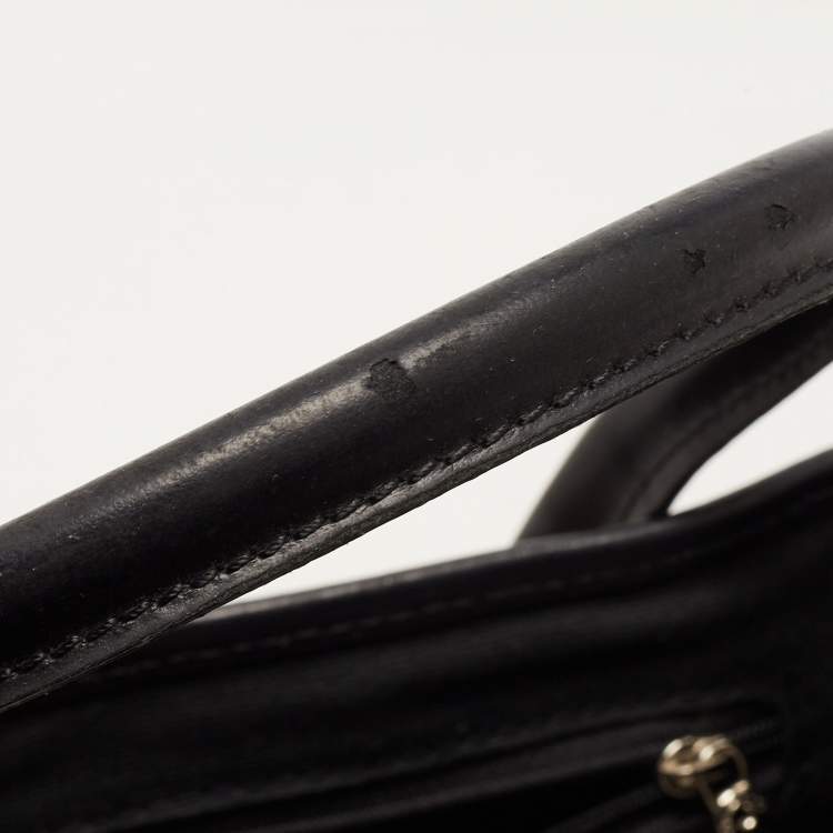 Pre Owned Burberry Black Nova Check Vinyl Small Eden Satchel