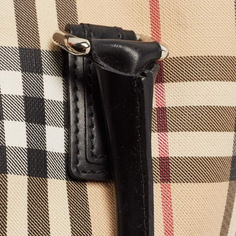 Pre Owned Burberry Black Nova Check Vinyl Small Eden Satchel