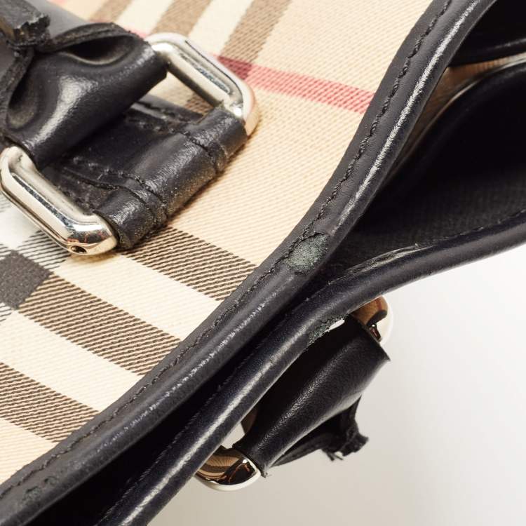 Pre Owned Burberry Black Nova Check Vinyl Small Eden Satchel