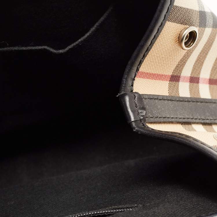 Pre Owned Burberry Black Nova Check Vinyl Small Eden Satchel