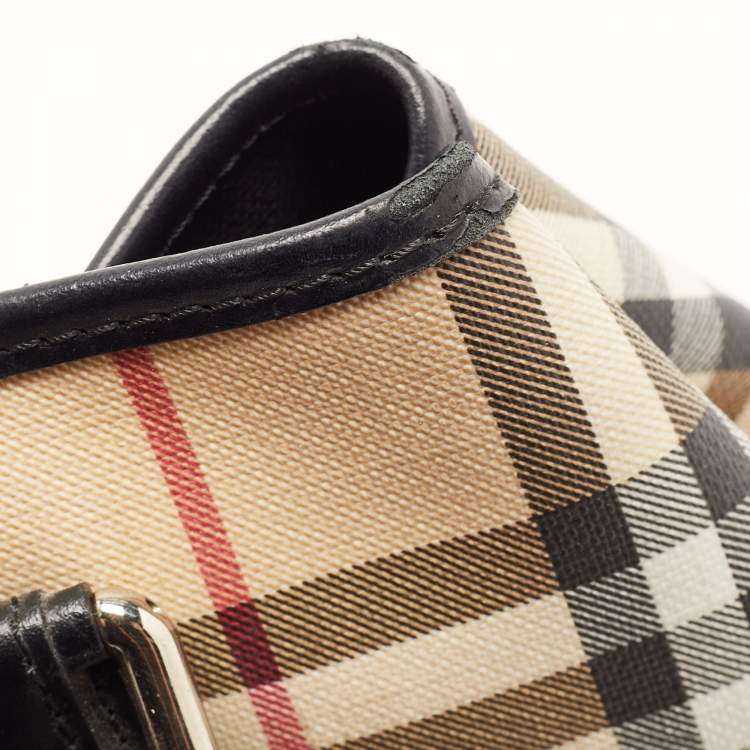 Pre Owned Burberry Black Nova Check Vinyl Small Eden Satchel