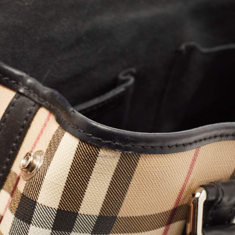 Pre Owned Burberry Black Nova Check Vinyl Small Eden Satchel