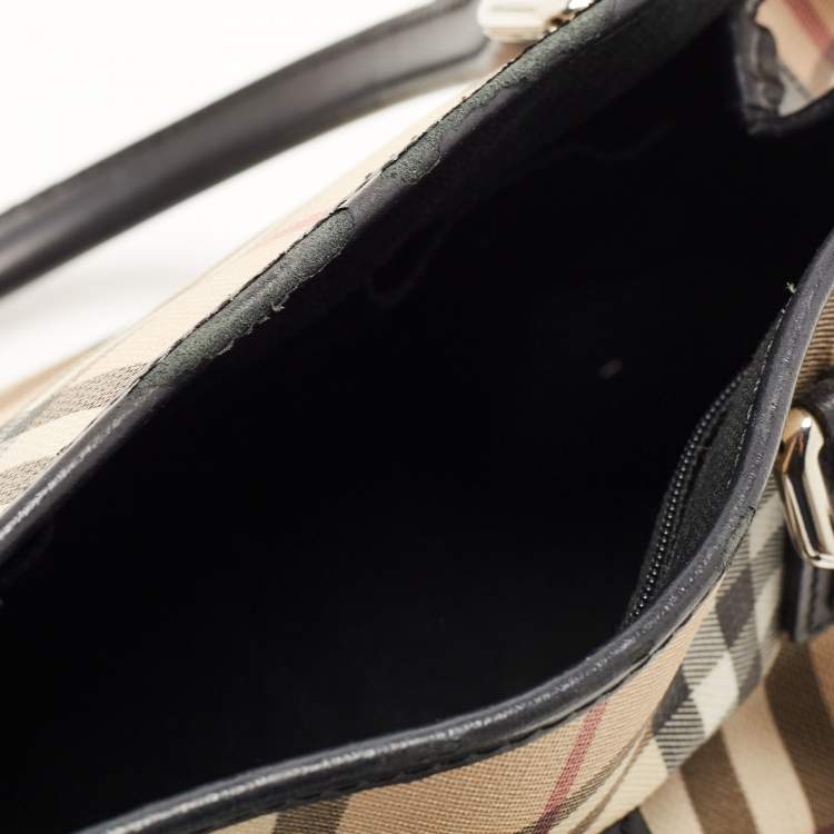 Pre Owned Burberry Black Nova Check Vinyl Small Eden Satchel