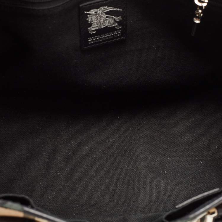 Pre Owned Burberry Black Nova Check Vinyl Small Eden Satchel