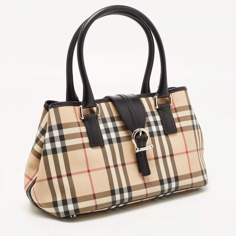 Pre Owned Burberry Black Nova Check Vinyl Small Eden Satchel