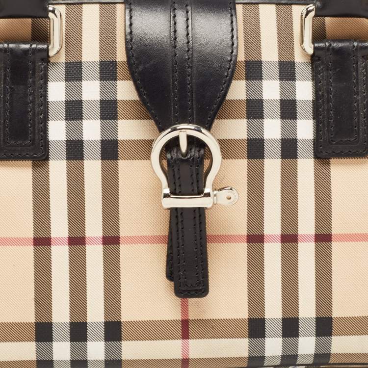 Pre Owned Burberry Black Nova Check Vinyl Small Eden Satchel