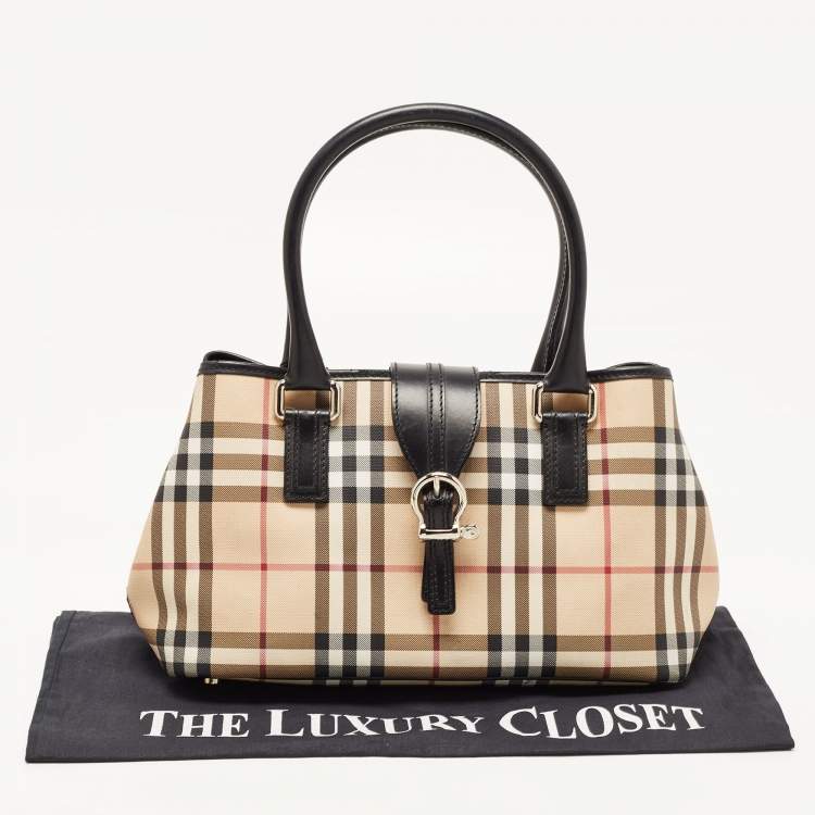 Pre Owned Burberry Black Nova Check Vinyl Small Eden Satchel