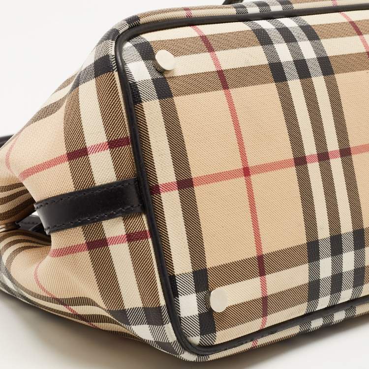 Pre Owned Burberry Black Nova Check Vinyl Small Eden Satchel