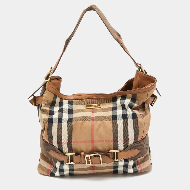 Burberry house check hobo large hotsell