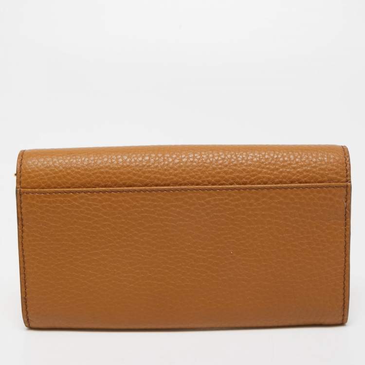 Pre Owned Burberry Brown Leather Bow Continental Wallet