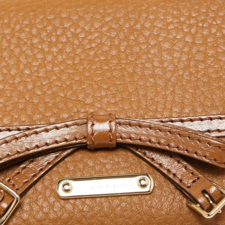 Pre Owned Burberry Brown Leather Bow Continental Wallet
