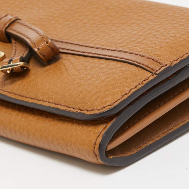 Pre Owned Burberry Brown Leather Bow Continental Wallet