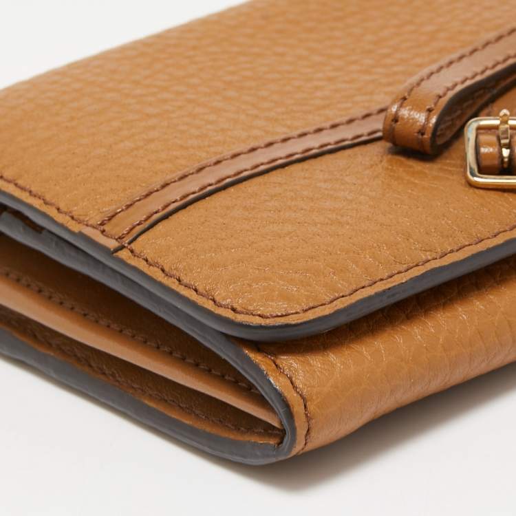 Pre Owned Burberry Brown Leather Bow Continental Wallet